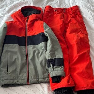 Quiksilver Kids' Orange and Olive Ski Jacket & Pants